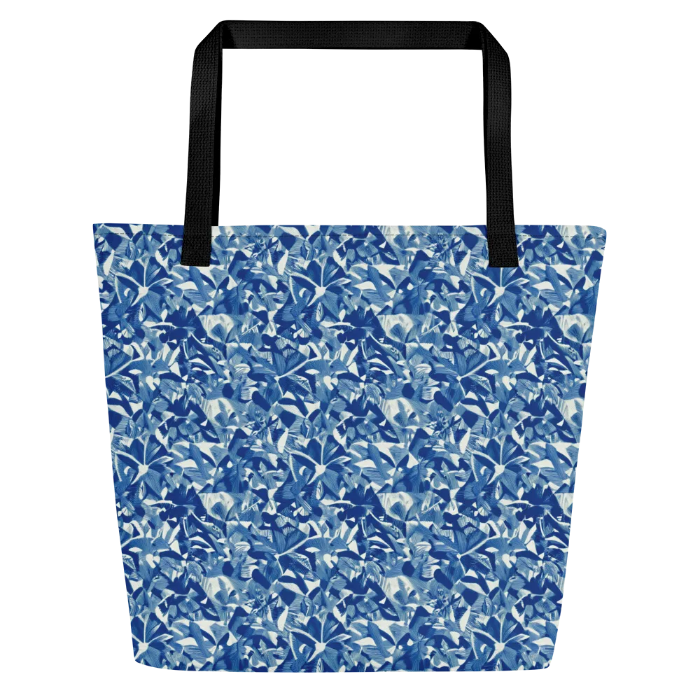 Blue Orchard on Large Tote Bag W/ Pocket — Front