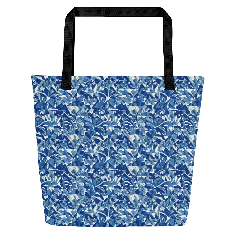 Blue Orchard on Large Tote Bag W/ Pocket — Front