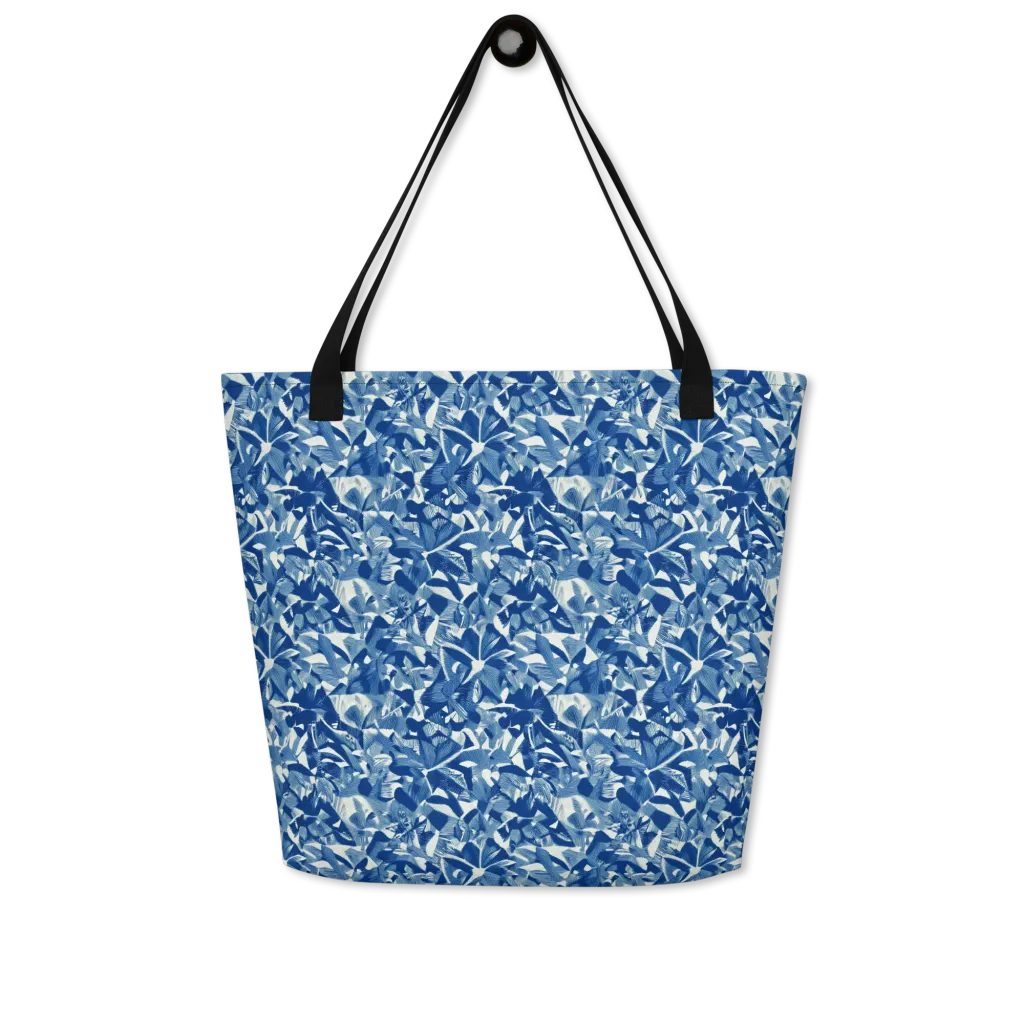 Blue Orchard on Large Tote Bag W/ Pocket — Front