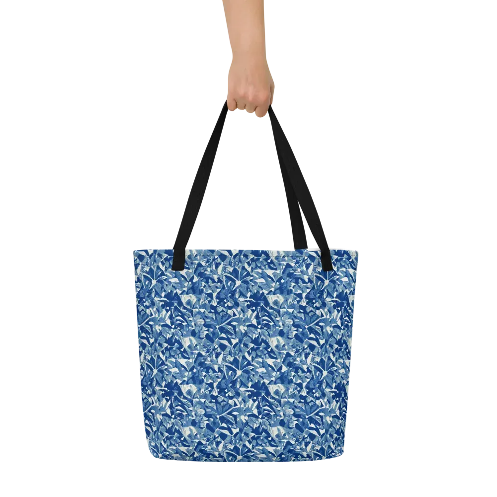 Blue Orchard on Large Tote Bag W/ Pocket — Front