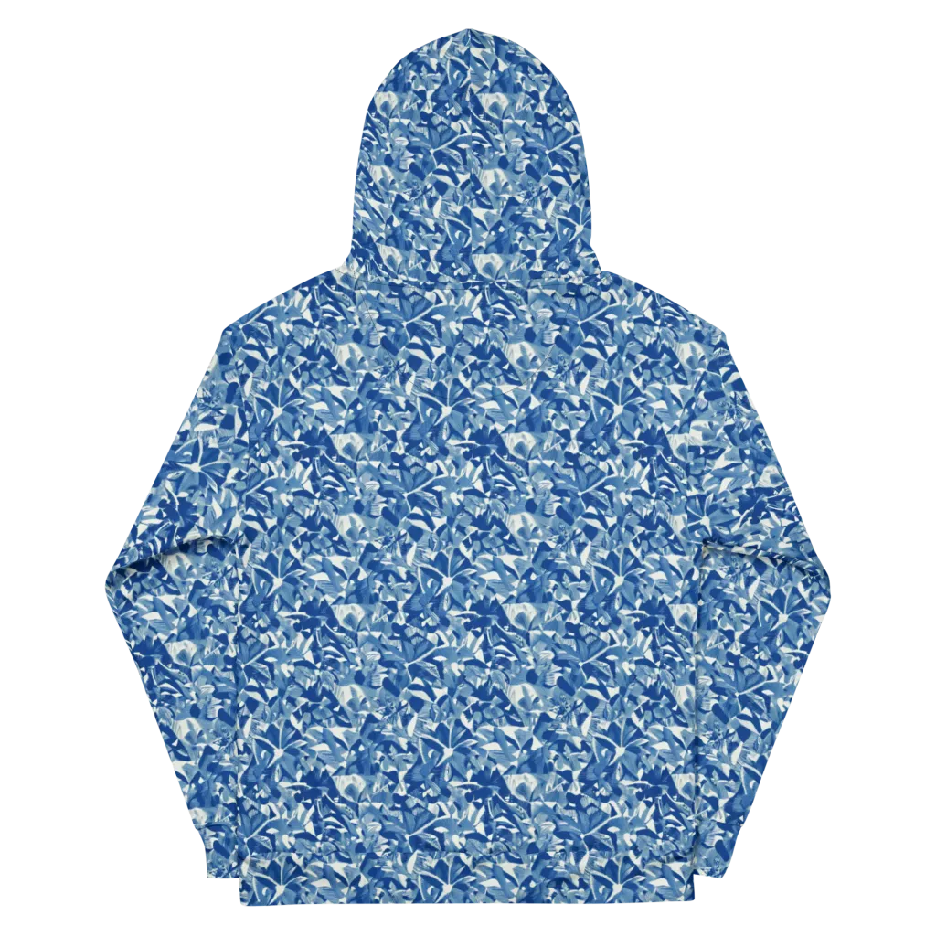 Blue Orchard on Cotton Hoodie — Back
