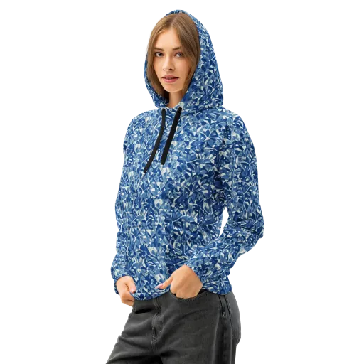 Blue Orchard on a Cotton Hoodie
