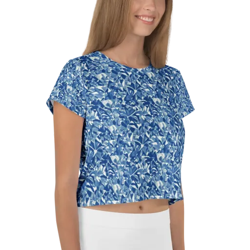 Blue Orchard on a Crop Tee