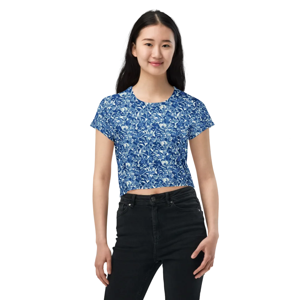 Blue Orchard on Crop Tee — Front