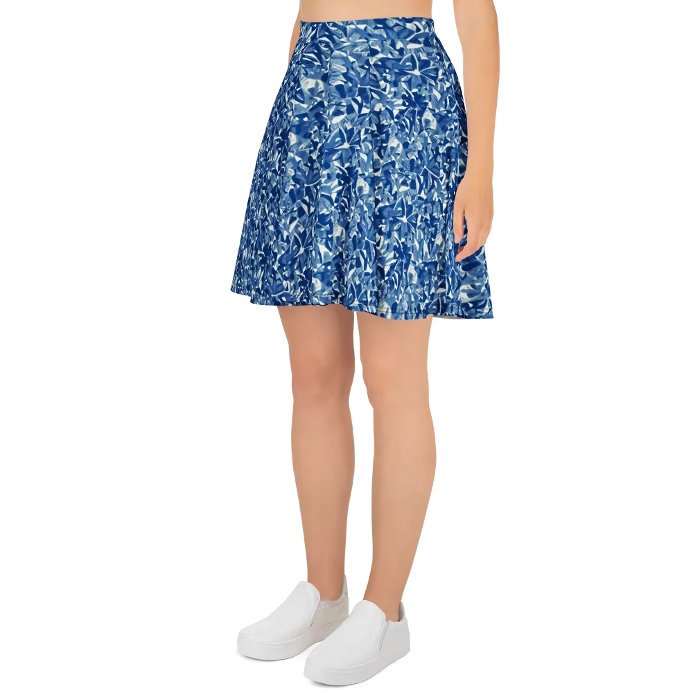 Blue Orchard on Skater Skirt — Left