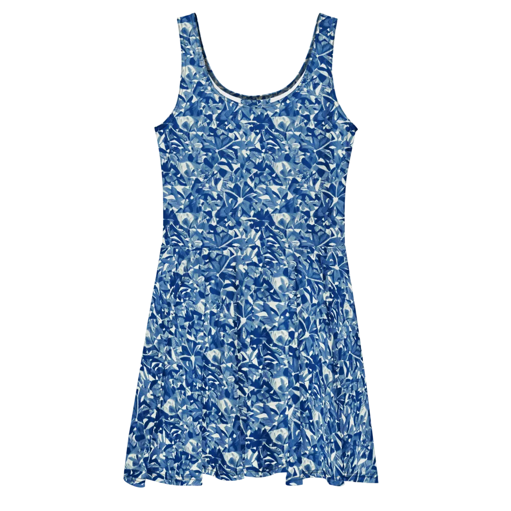 Blue Orchard on Skater Dress — Front