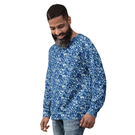 Blue Orchard on a Sweatshirt