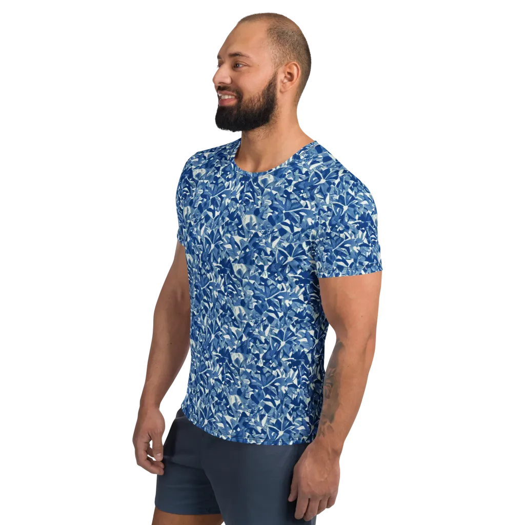 Blue Orchard on Men's Athletic T-Shirt — Left