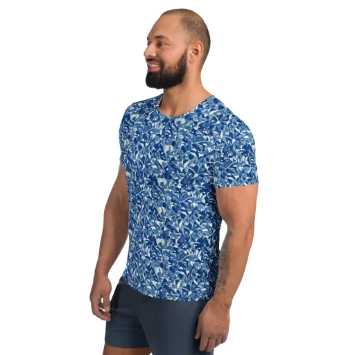 Blue Orchard on a Men's Athletic T-Shirt
