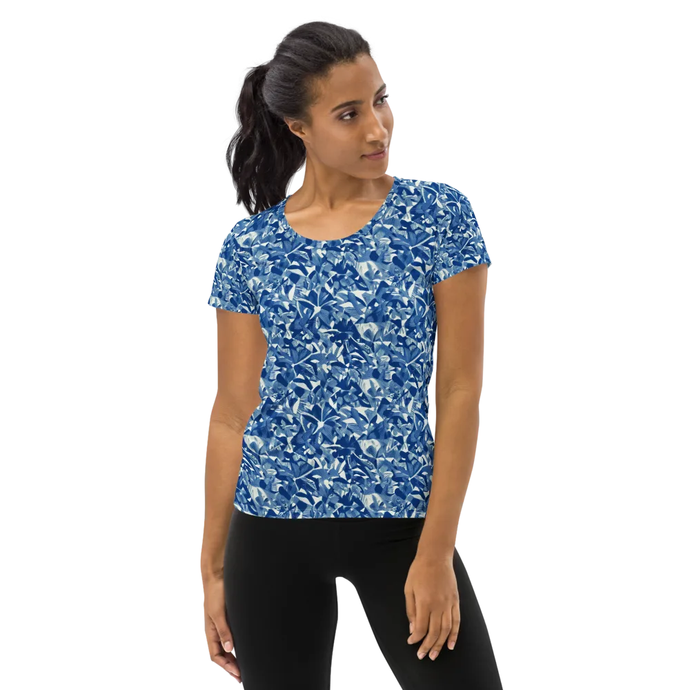 Blue Orchard on Women's Athletic T-Shirt — Front