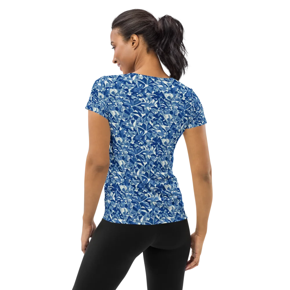 Blue Orchard on Women's Athletic T-Shirt — Back
