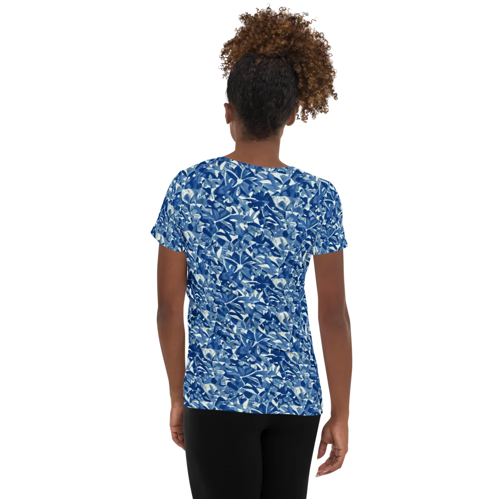 Blue Orchard on Women's Athletic T-Shirt — Back