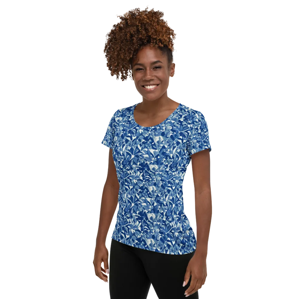 Blue Orchard on Women's Athletic T-Shirt — Left