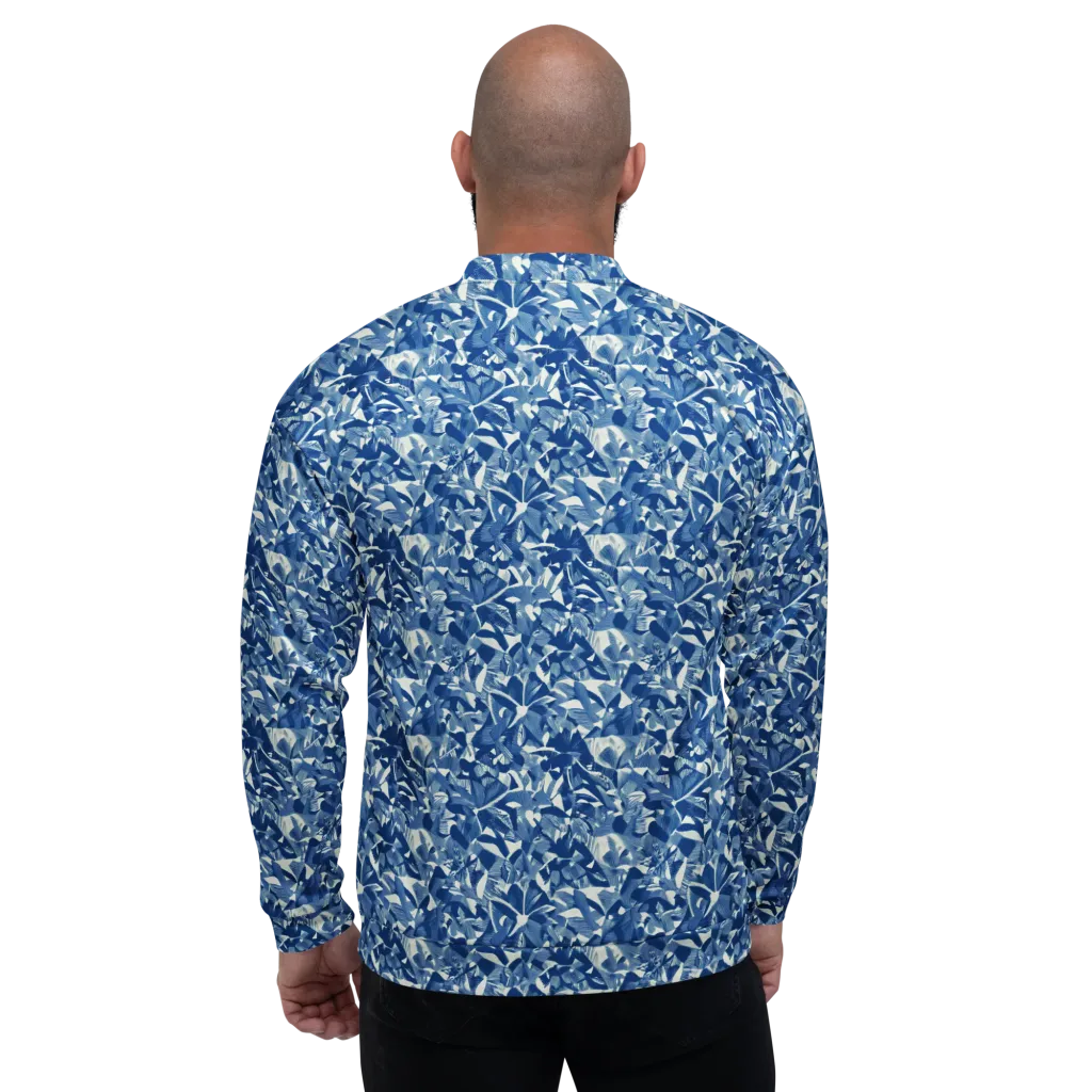 Blue Orchard on Bomber Jacket — Back