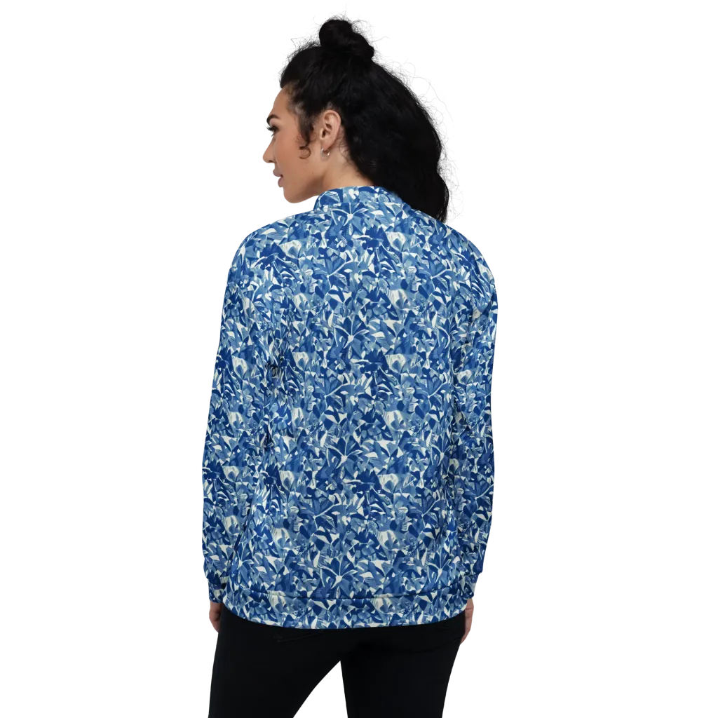 Blue Orchard on Bomber Jacket — Back