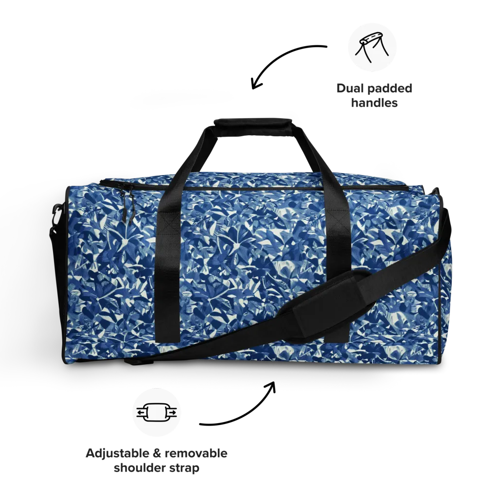 Blue Orchard on Duffle Bag — Front