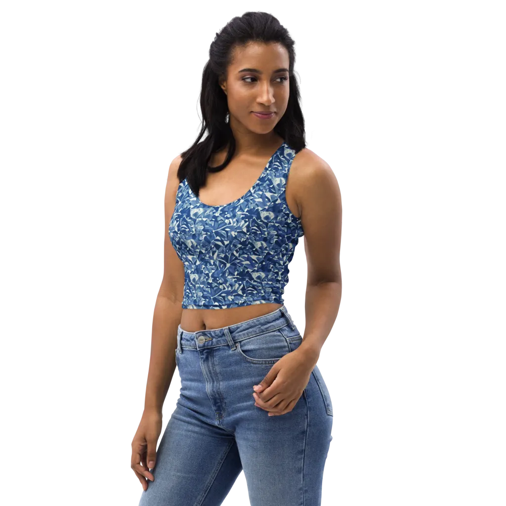 Blue Orchard on Crop Top — Left Front