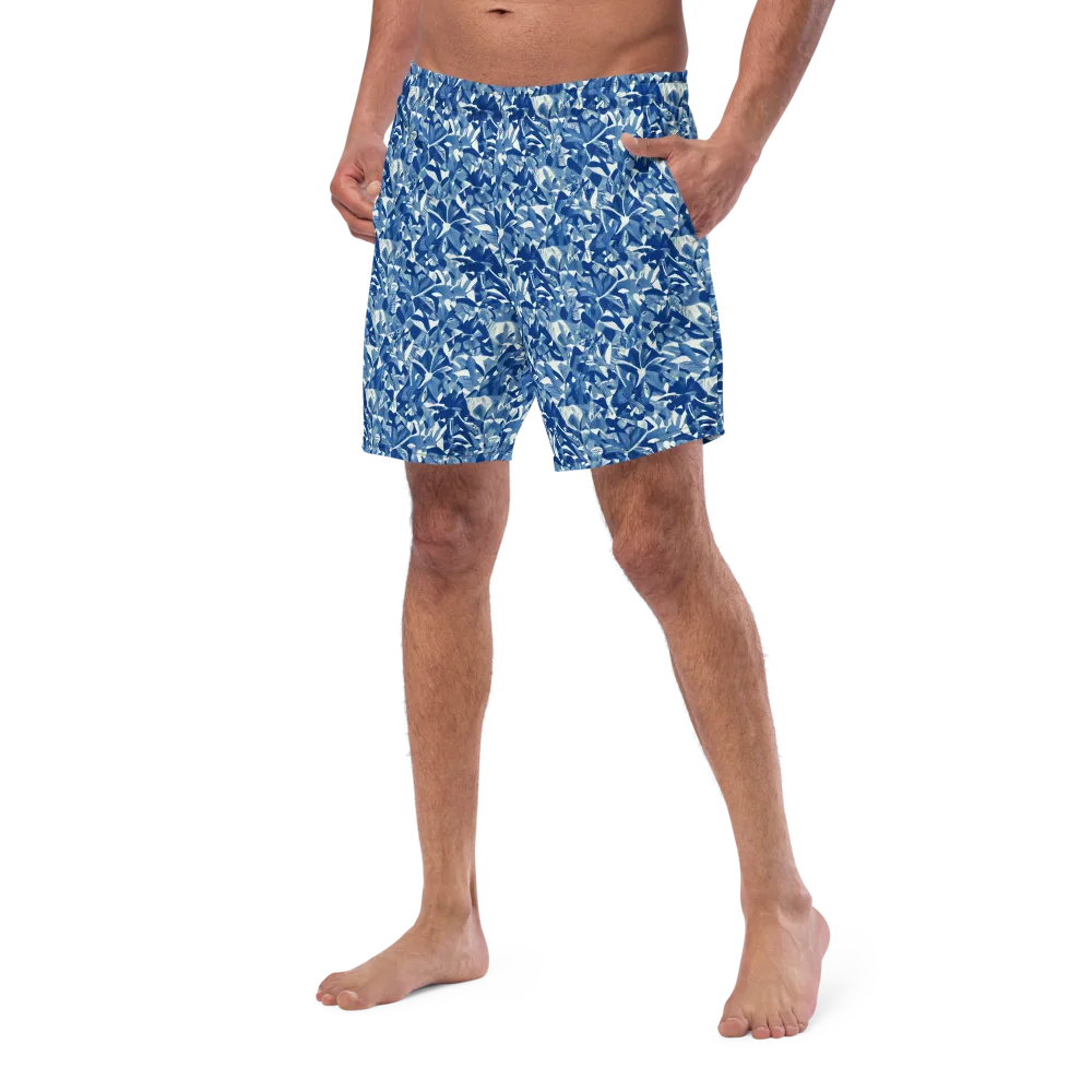 Blue Orchard on Swim Trunks — Left Front