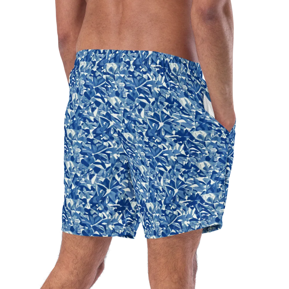 Blue Orchard on Swim Trunks — Right Back