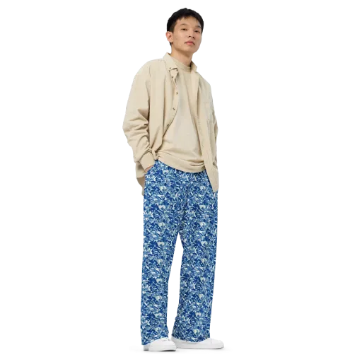 Blue Orchard on a Wide-Leg Pants