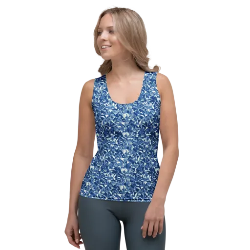 Blue Orchard on a Women's Tank Top