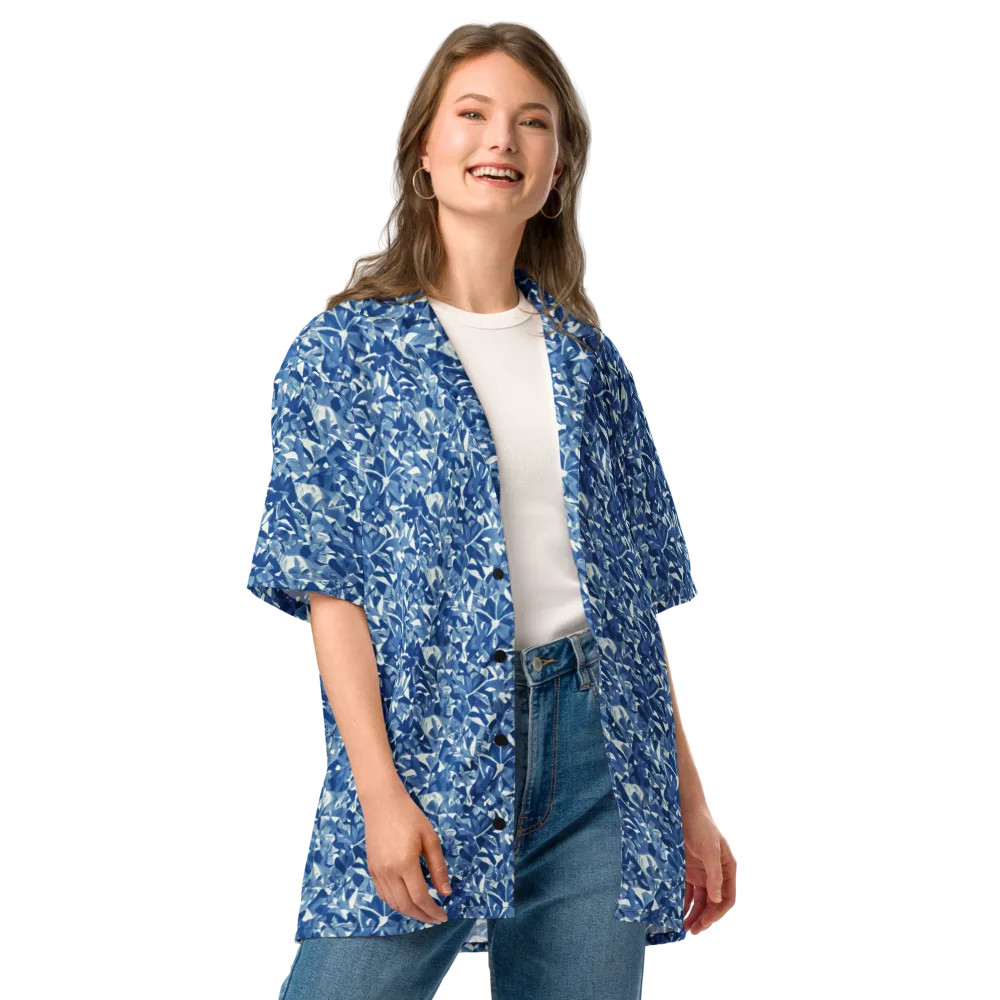 Blue Orchard on Button Shirt — Front