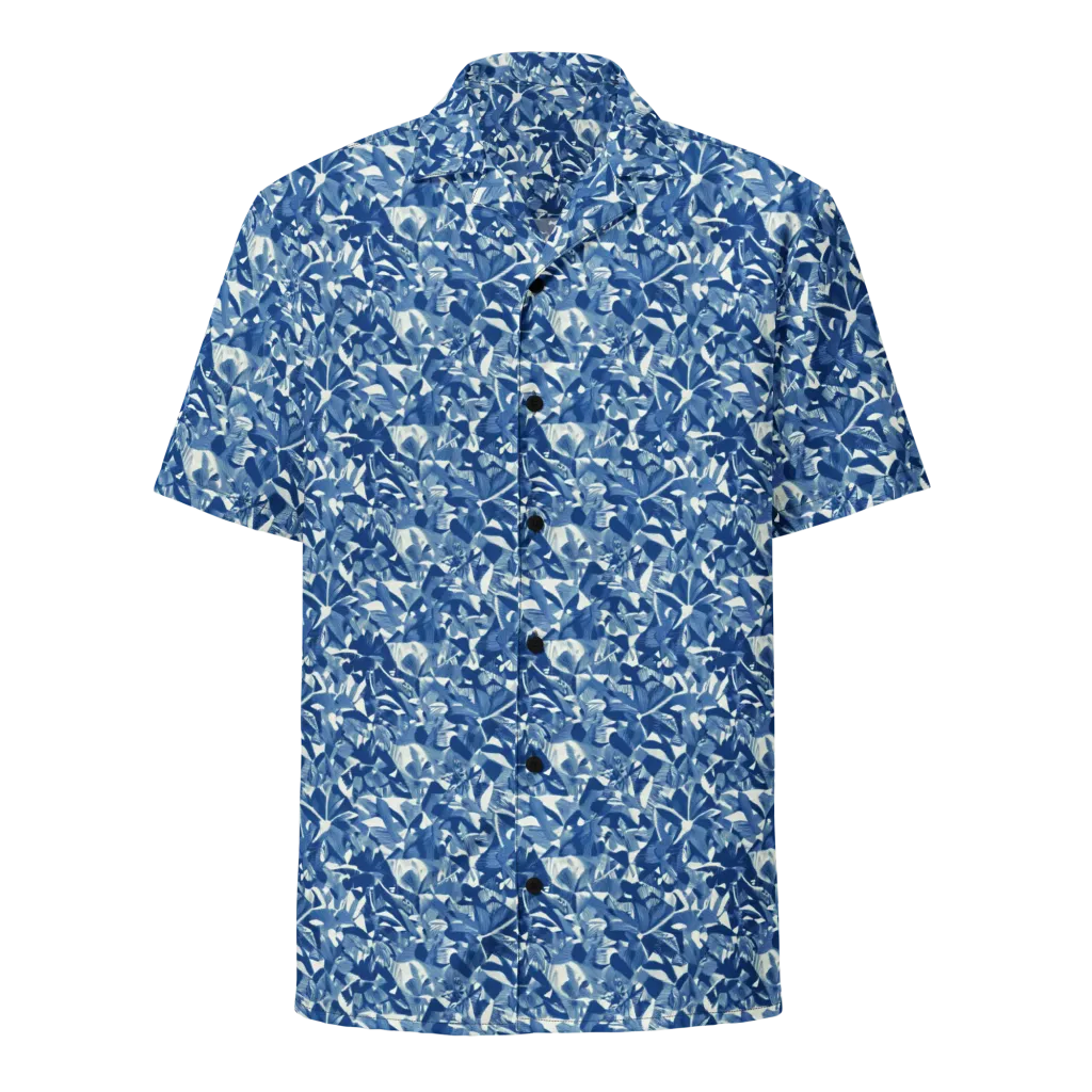 Blue Orchard on Button Shirt — Front