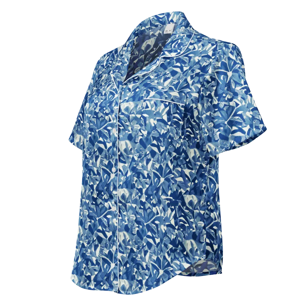 Blue Orchard on Women's Short Sleeve Pajama Top — Left Front