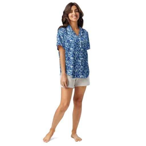 Blue Orchard on a Women's Short Sleeve Pajama Top