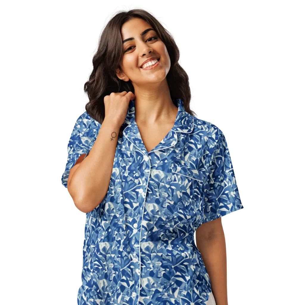 Blue Orchard on Women's Short Sleeve Pajama Top — Front
