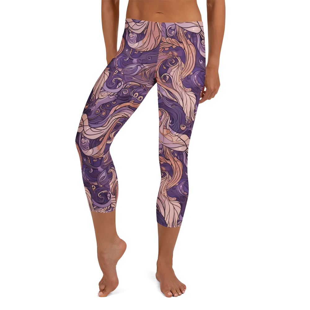 Amethyst Plume on Capri Leggings — Front