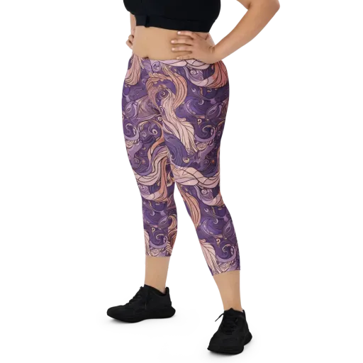 Amethyst Plume on a Capri Leggings