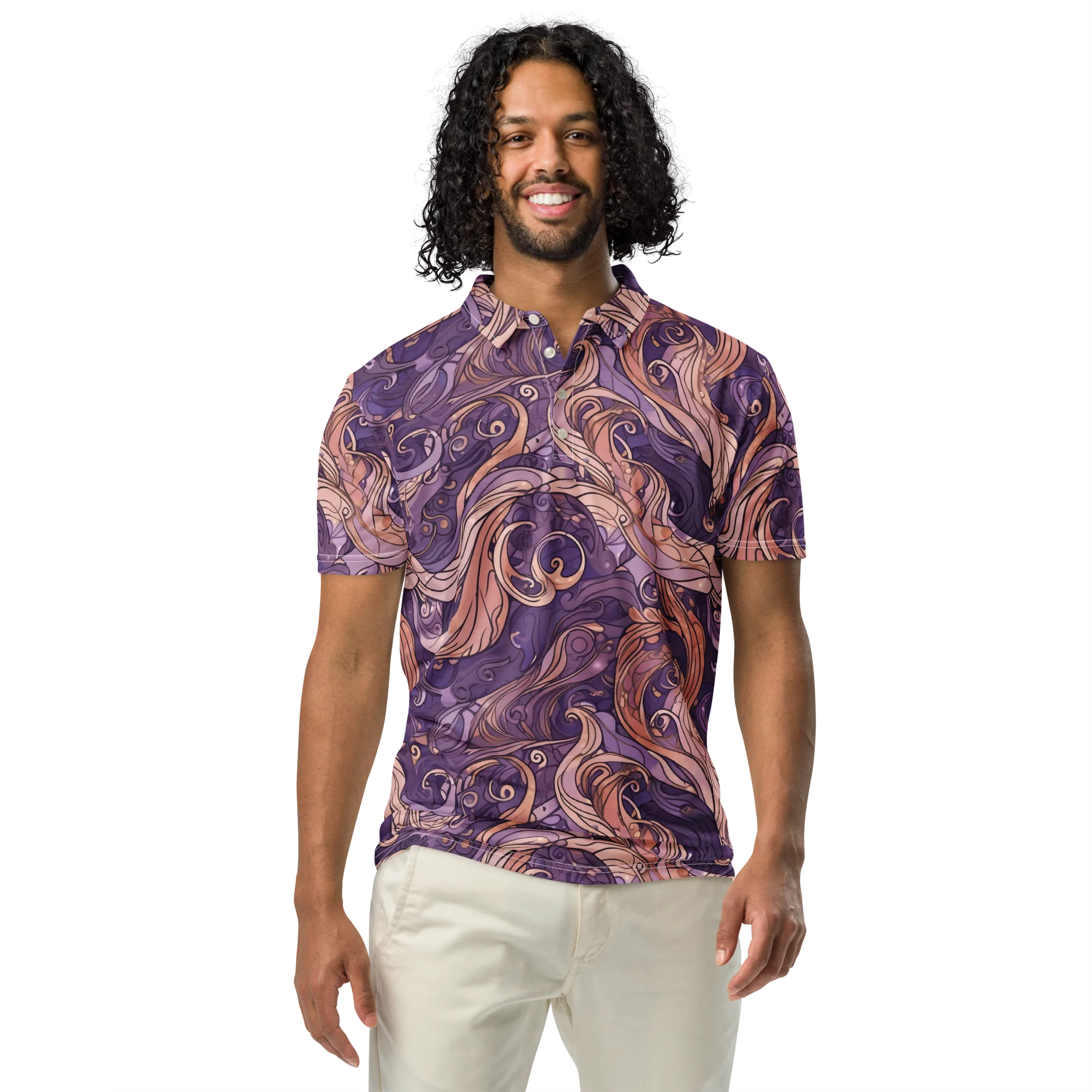 Amethyst Plume on Men's Slim Fit Polo Shirt — Front