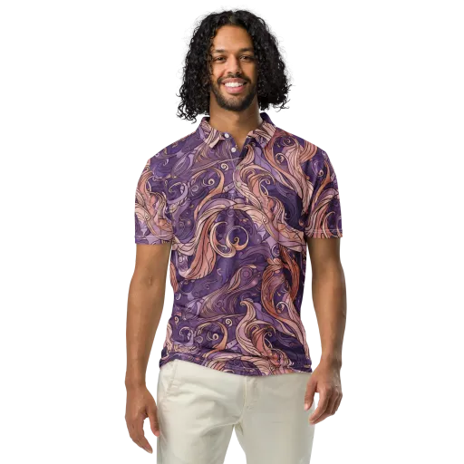 Amethyst Plume on a Men's Slim Fit Polo Shirt