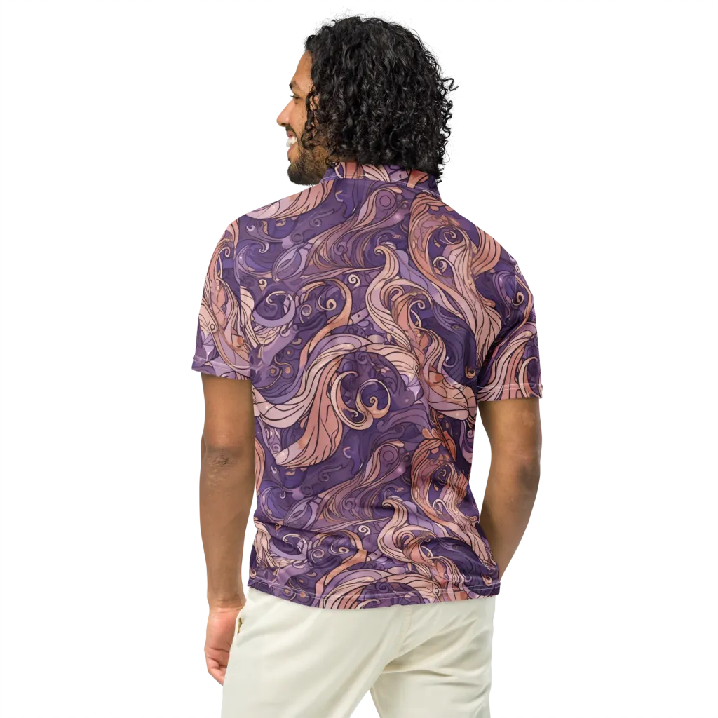 Amethyst Plume on Men's Slim Fit Polo Shirt — Back