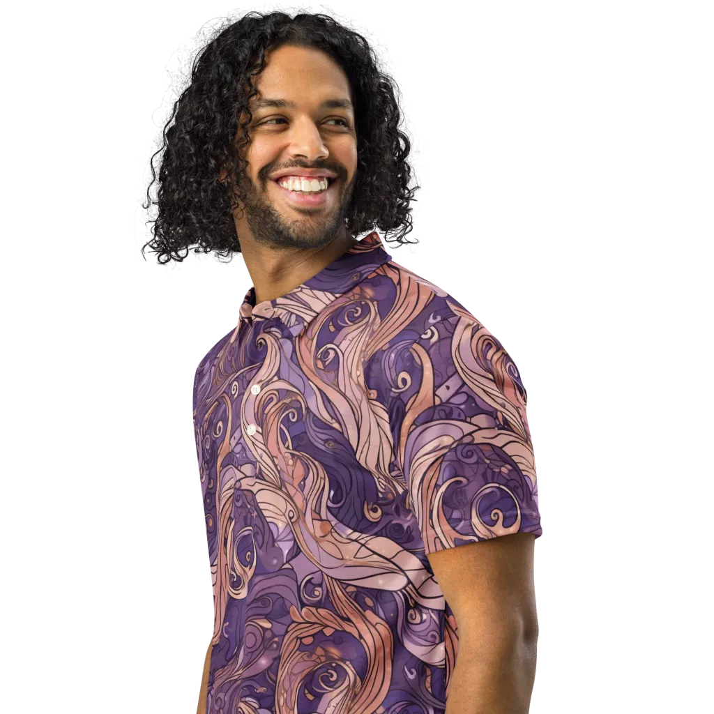 Amethyst Plume on Men's Slim Fit Polo Shirt — Left Front