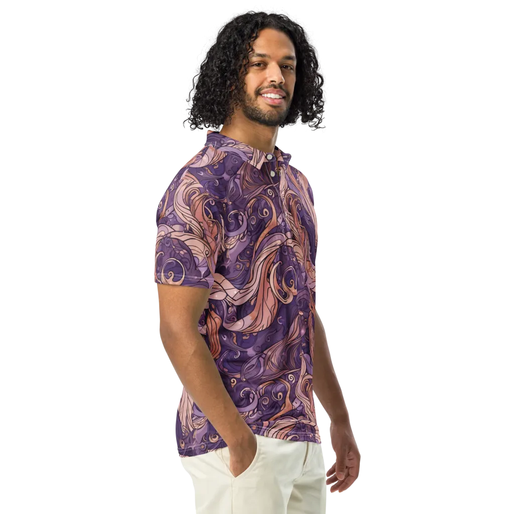 Amethyst Plume on Men's Slim Fit Polo Shirt — Right Front