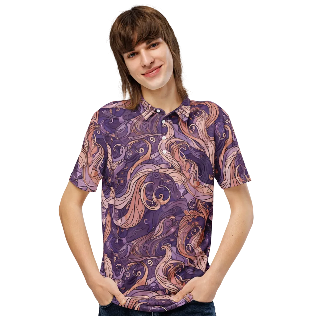 Amethyst Plume on Men's Slim Fit Polo Shirt — Front