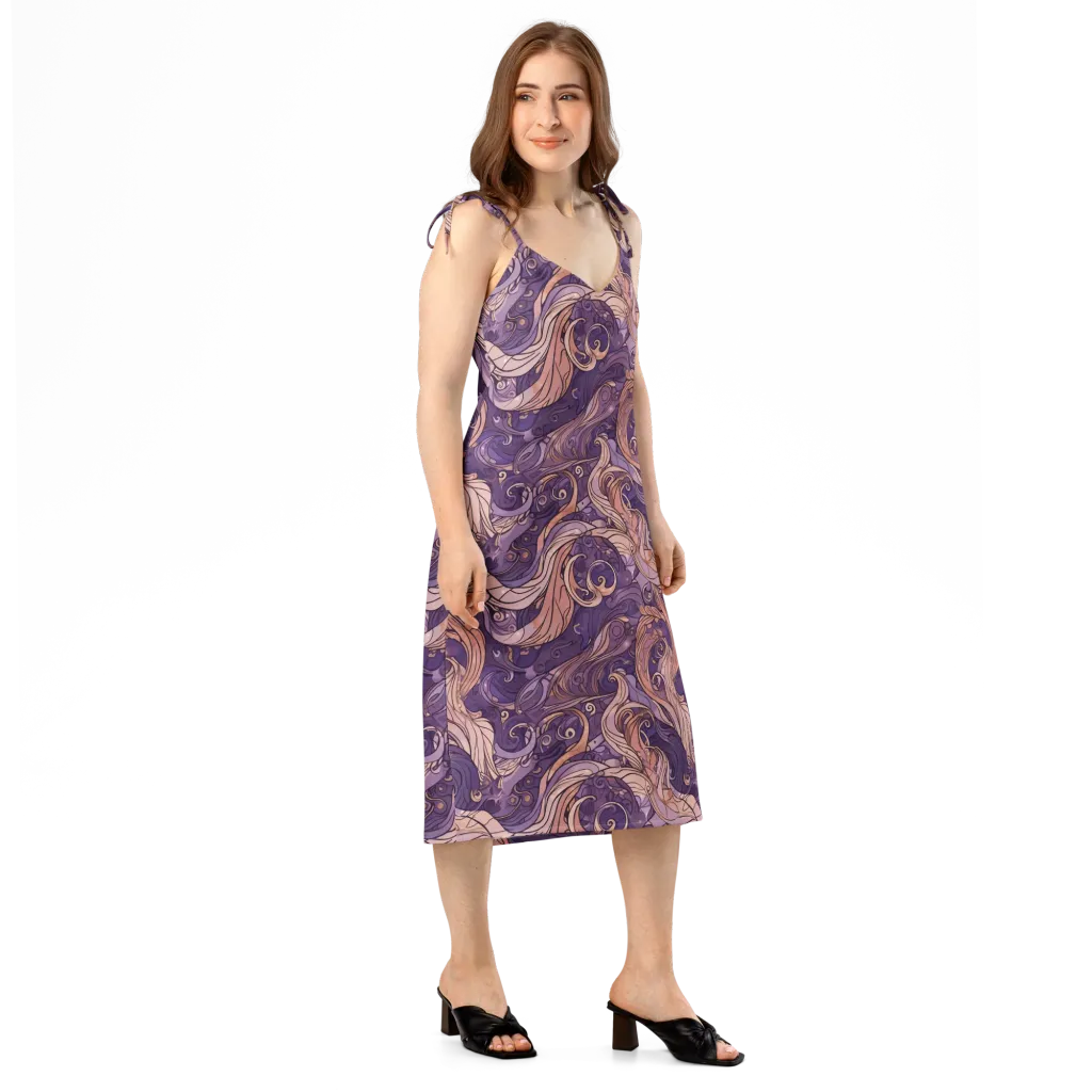 Amethyst Plume on Slip Dress — Right Front