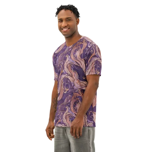 Amethyst Plume on a Men's Cotton Crew Neck T-Shirt