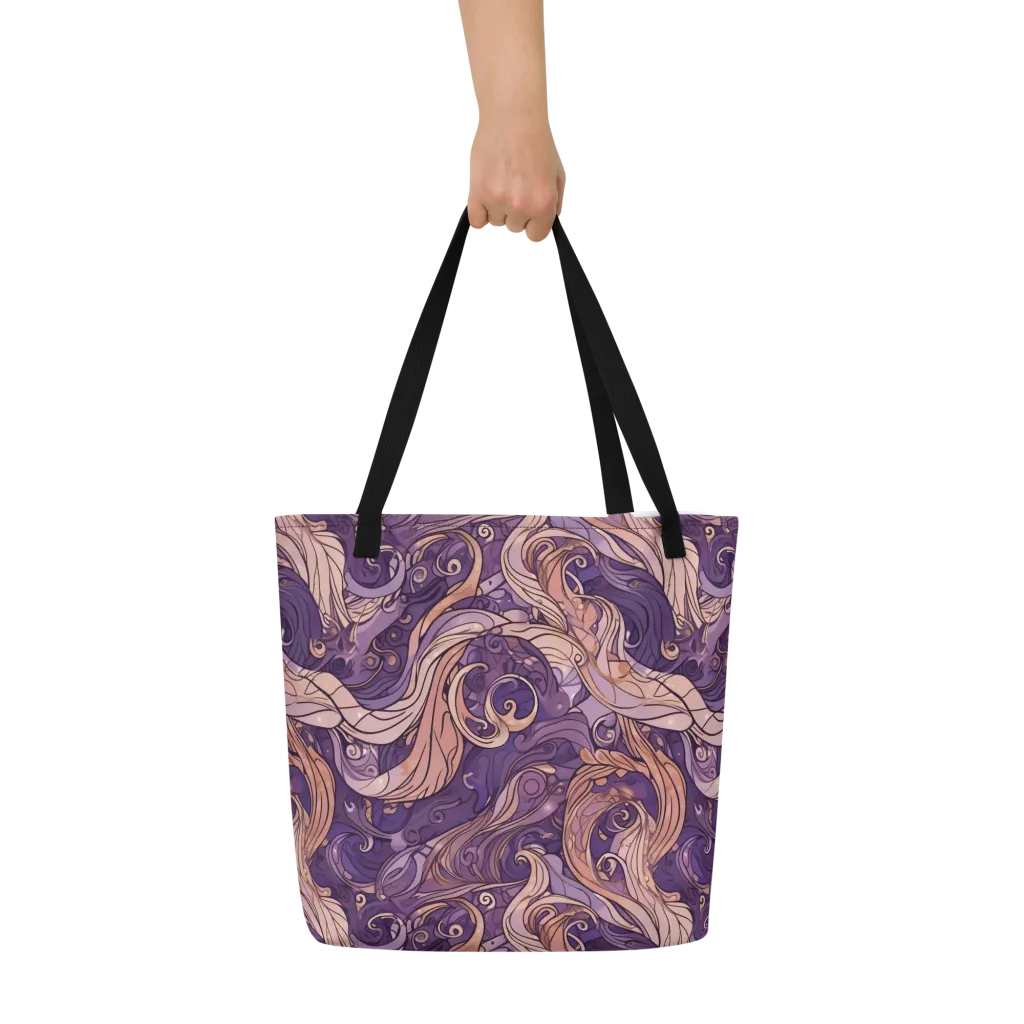 Amethyst Plume on Large Tote Bag W/ Pocket — Front