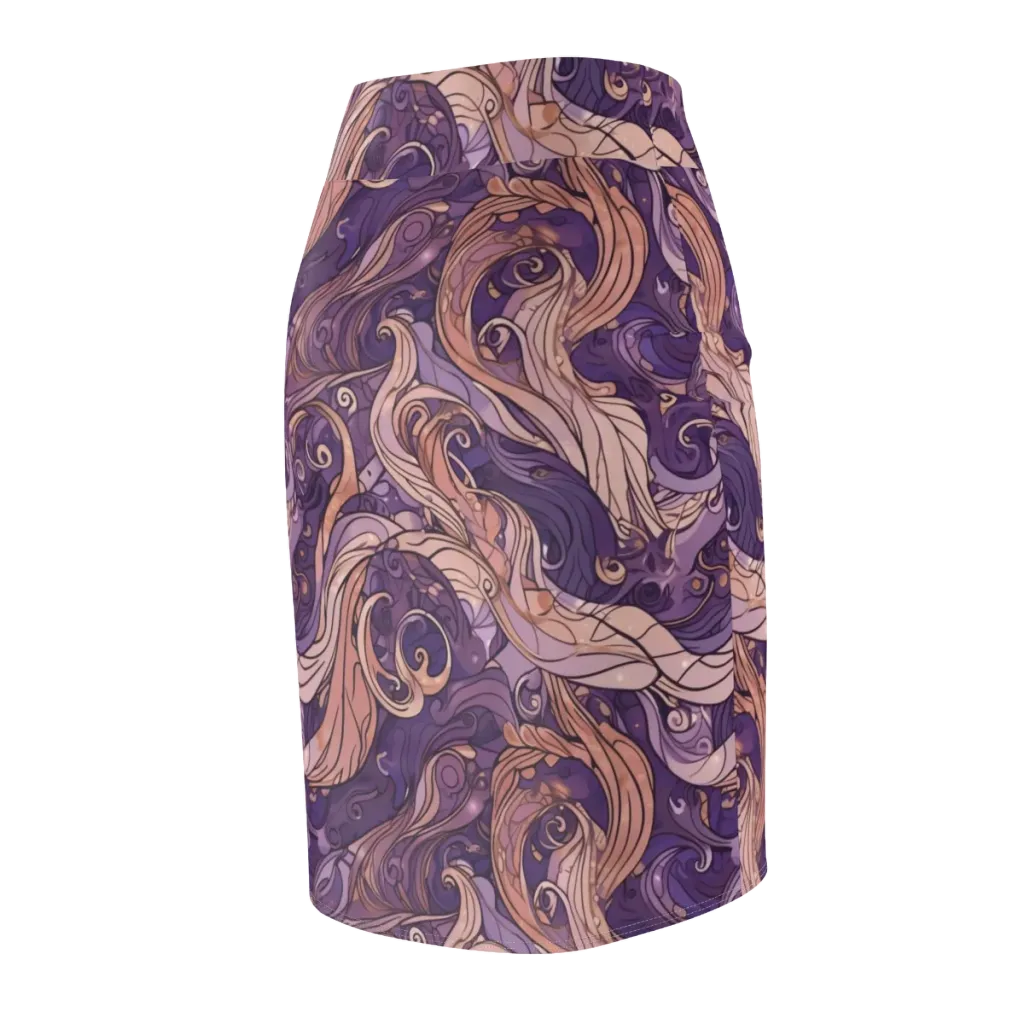 Amethyst Plume on Pencil Skirt — Back Side