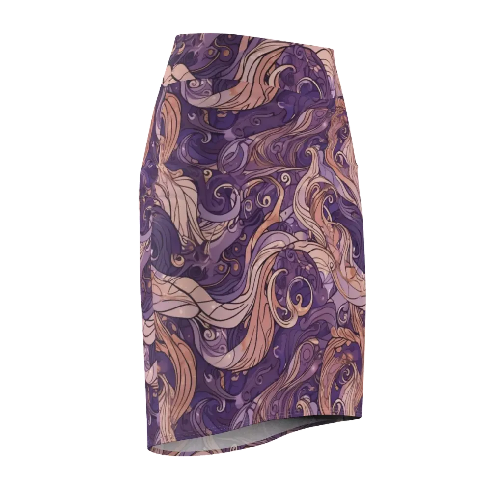 Amethyst Plume on Pencil Skirt — Front Side
