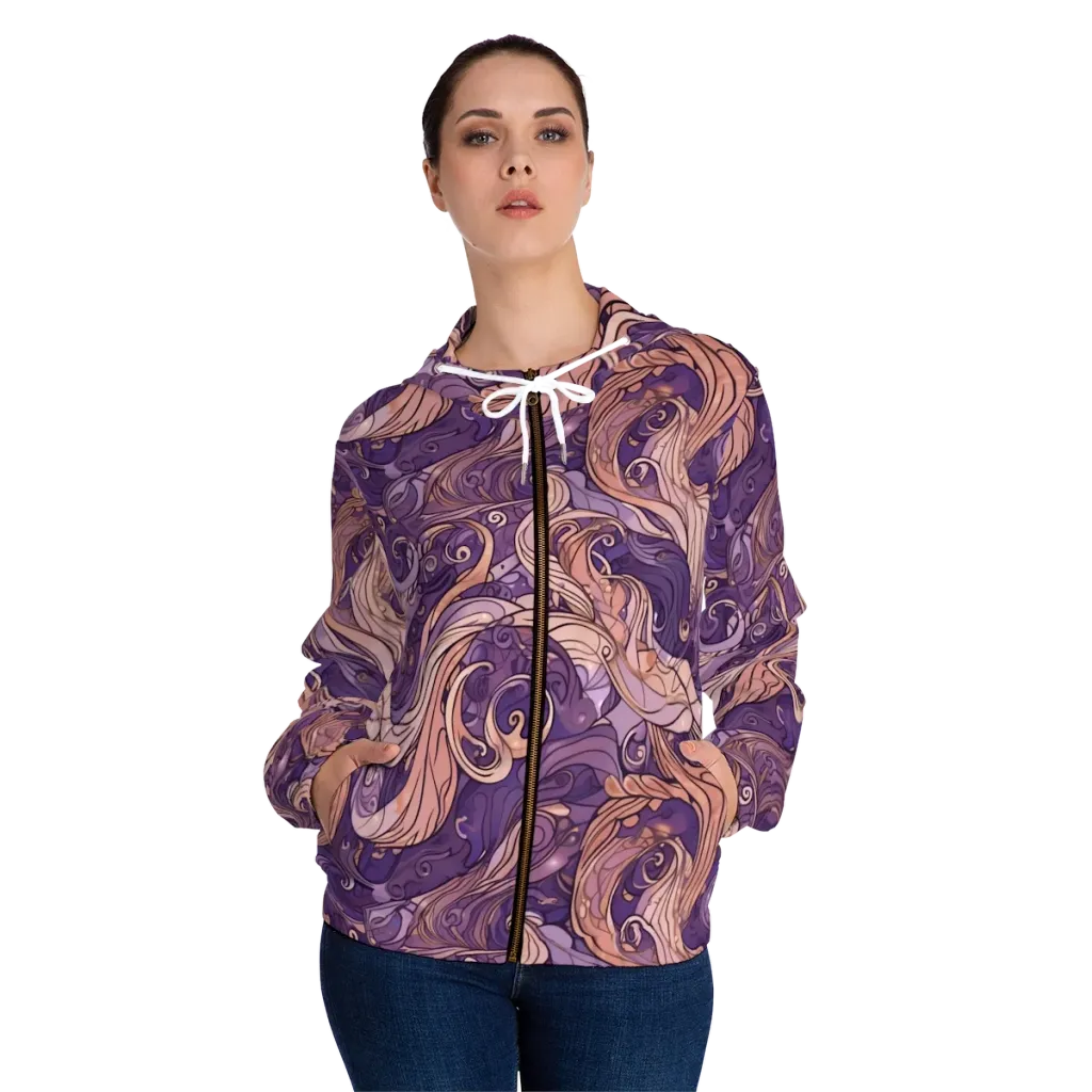 Amethyst Plume on Women's Full-Zip Hoodie — Front On Person