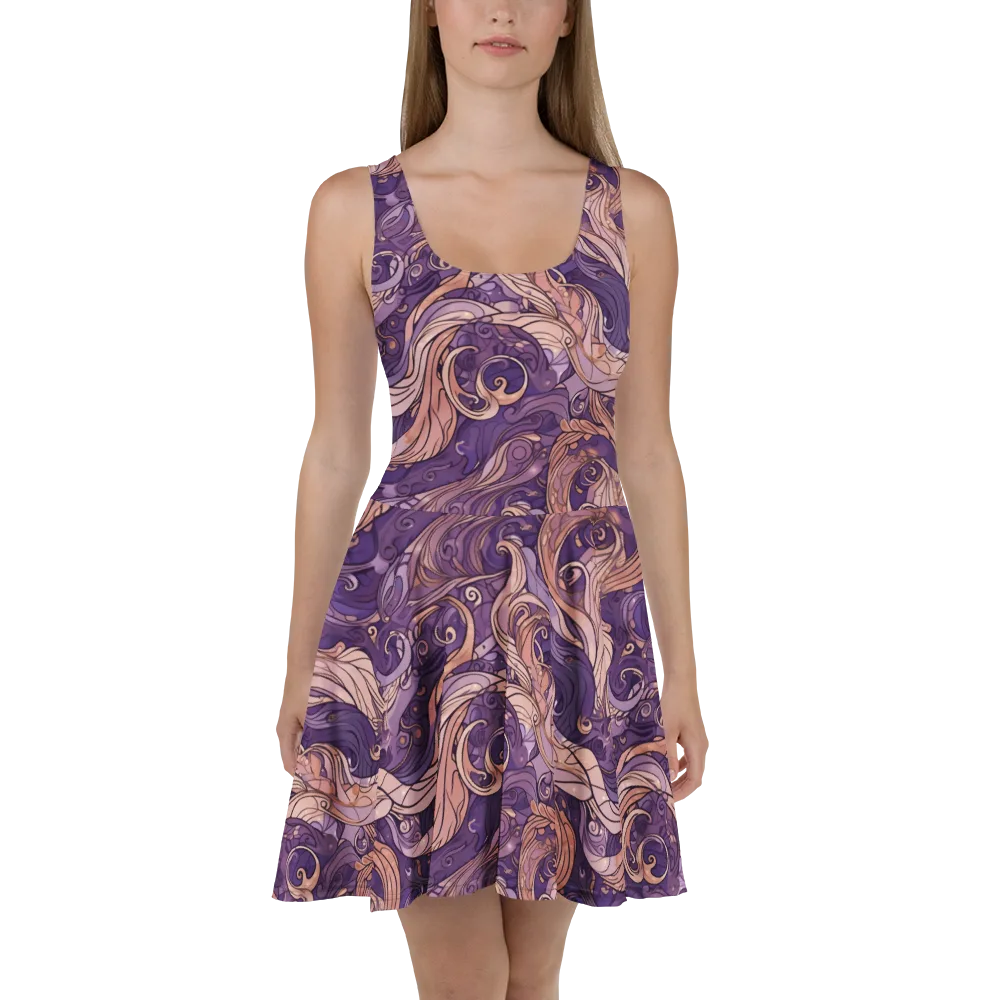 Amethyst Plume on Skater Dress — Front