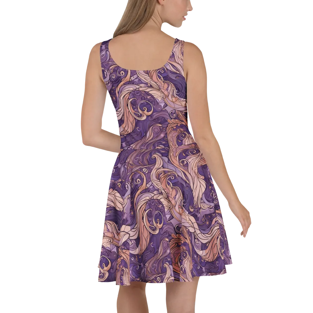 Amethyst Plume on Skater Dress — Back