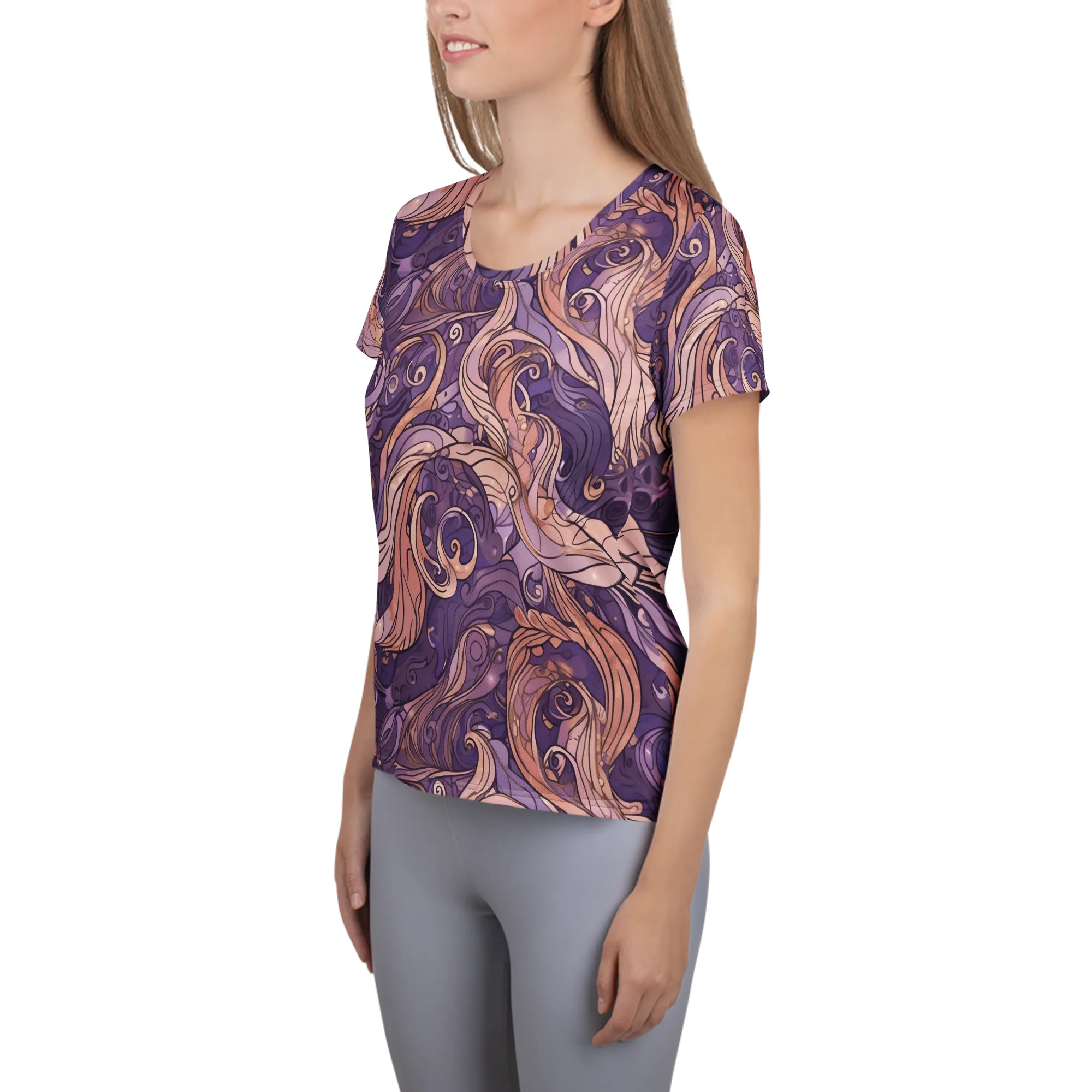 Amethyst Plume on Women's Athletic T-Shirt — Left