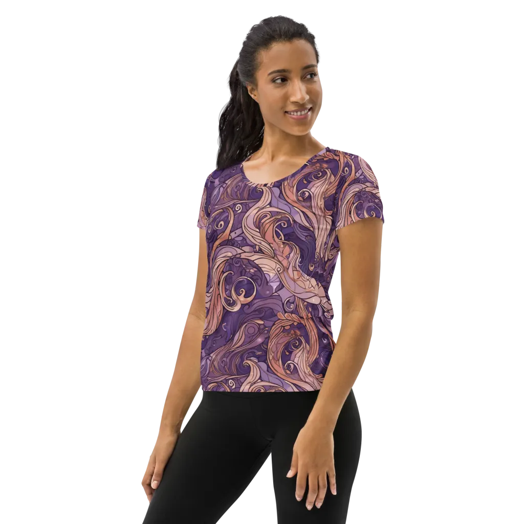 Amethyst Plume on Women's Athletic T-Shirt — Left