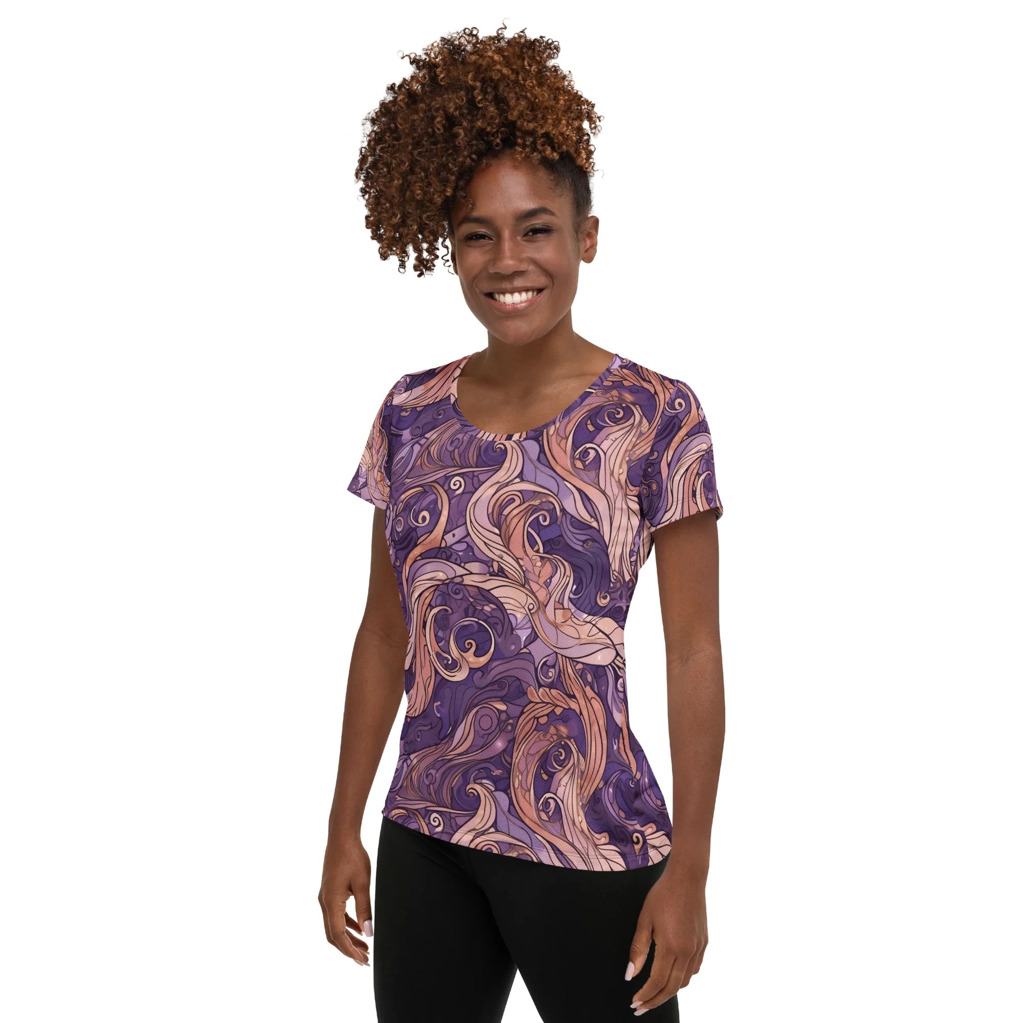 Amethyst Plume on Women's Athletic T-Shirt — Left