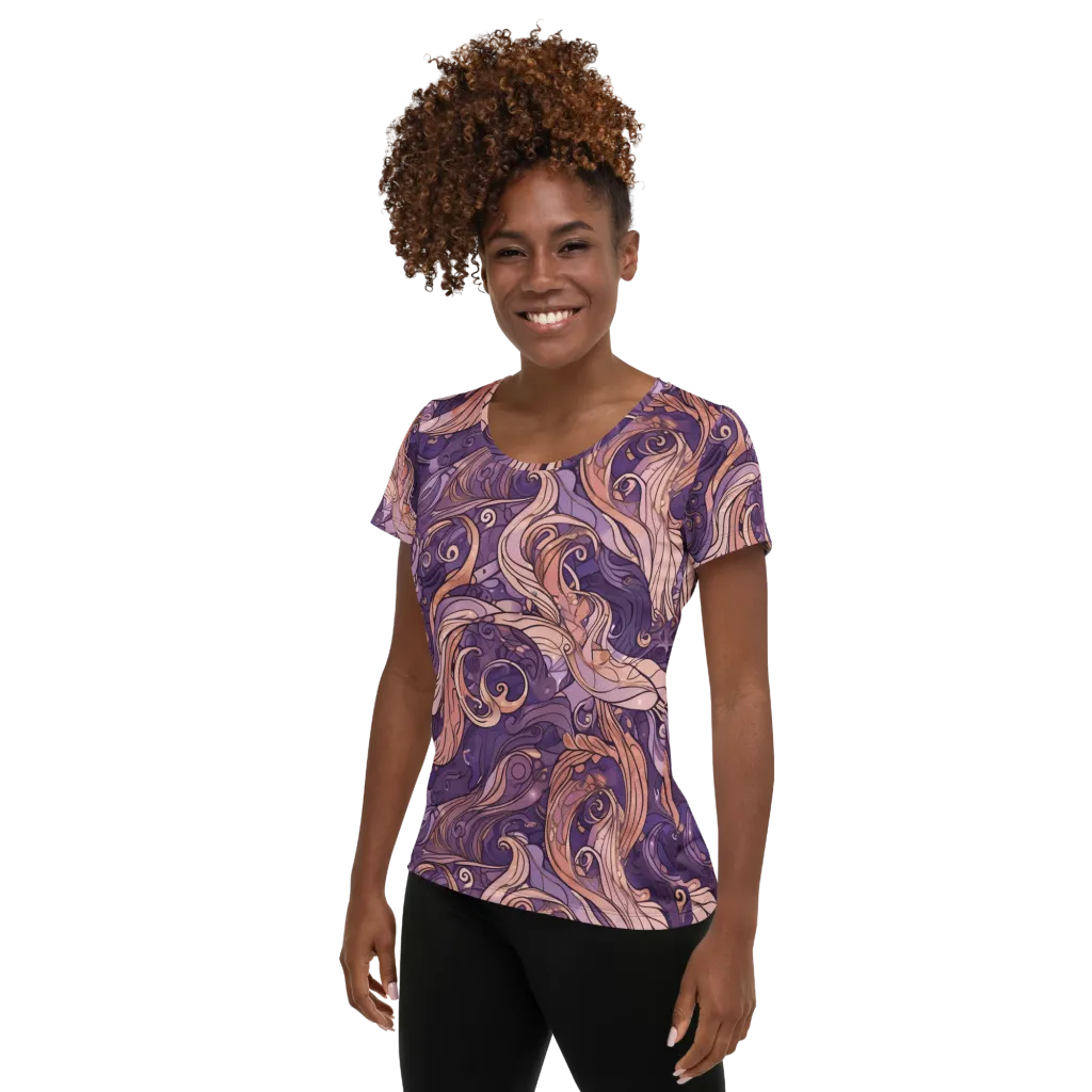 Amethyst Plume on Women's Athletic T-Shirt — Left